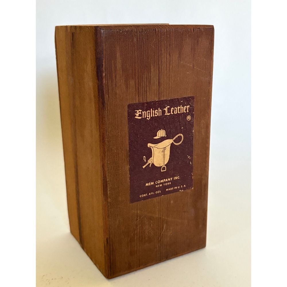 Vintage English Leather Wooden Box 1970s Dovetail Balsa Wood Display 4 oz USA